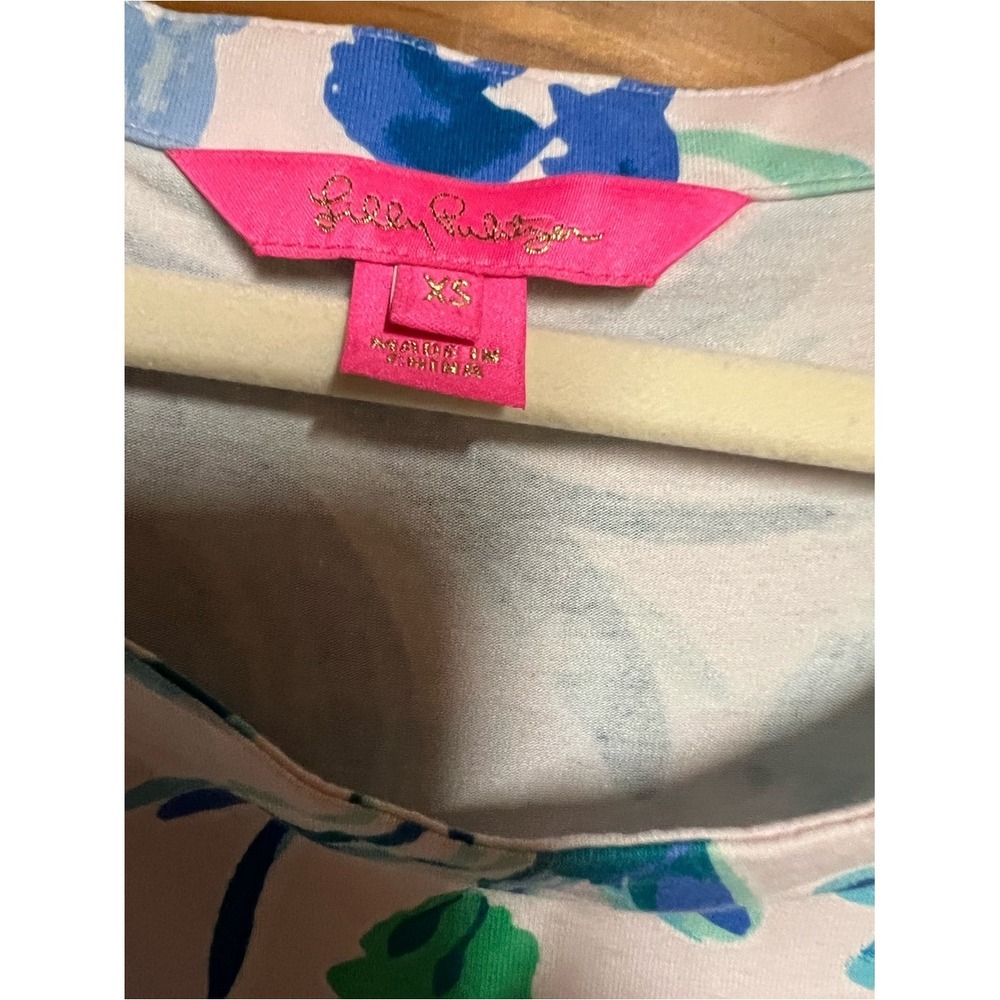 Lilly Pulitzer Blue & White Floral Ruffle-Sleeve Tunic - Picture 3 of 3